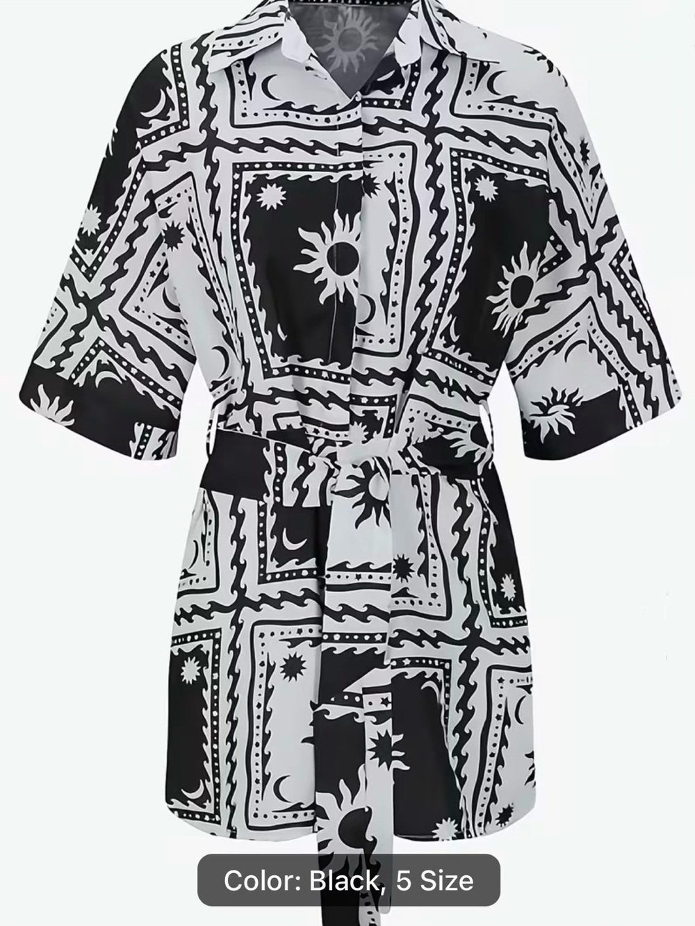 Sun Patterned Collared Romper - Picture 2 of 2